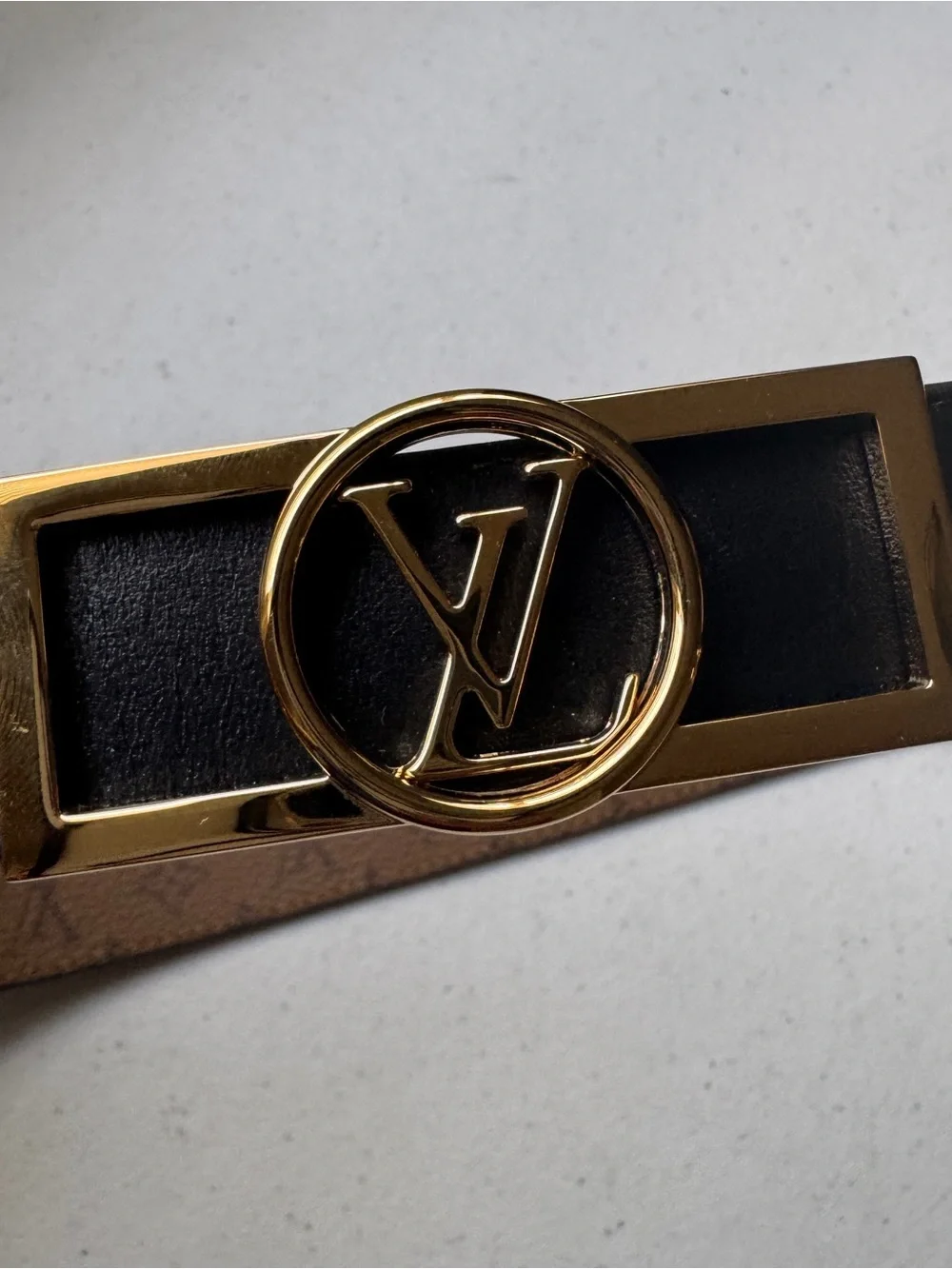 Louis Vuitton Dauphine MO203 Women Reversible Monogram Belt Brown/Black Sz 80/32